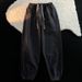 Men's Clothing Style Trendy Japanese Loose Straight Leg Harem Nine Point Casual Pants_mkmklike.com
