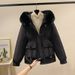 Women's Clothing Horn button parka women's autumn and winter new slim down cotton jacket fashionable plus velvet thick fur coat_mkmklike.com