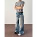 Vintage Washed Relaxed Straight Fit Blue Jeans For Men - Hip Hop Streetwear Casual Denim Pants (S-3XL)_mkmklike.com