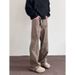 Men's Retro Workwear Jeans – Maillard Brown Cargo Pants With Multi-Pockets & Slight Flare For High Street Cleanfit Style_mkmklike.com