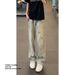 American Retro-style Splatter-paint Cat Scratch For Men, Spring Autumn, Washed And Distressed, Trendy Loose Straight-leg_mkmklike.com