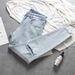 Summer Light Color Ripped Jeans Trendy Brand New Style Cool Slim Fit Skinny Pants Men Korean Version_mkmklike.com