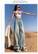 Light Blue Wide-leg Jeans For Women, Spring/autumn 2024, New Early Spring Design, High-waisted, Slimming, Narrow_mkmklike.com
