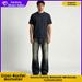 Retro Harajuku Washed Distressed Jeans for Men Loose Slightly Flared Long Punk Fashion Streetwear European American Style_mkmklike.com