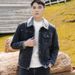 Fashion Men's Denim Jacket Autumn And Winter Fleece Thickened Top New Trend Lamb Collar Jacket_mkmklike.com