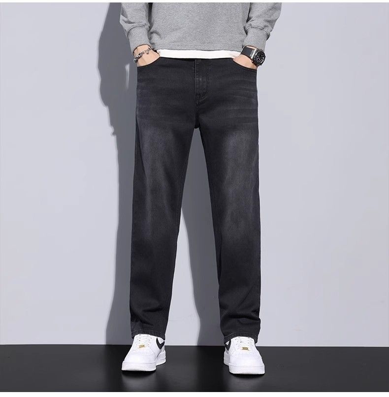 Autumn And Winter Men's Clothing Fashion Retro Straight Men's Jeans Fleece Thickened Elastic Loose Casual Long Pants Men's Tide_mkmklike.com