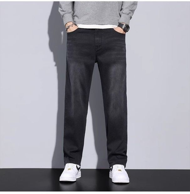 Autumn And Winter Men's Clothing Fashion Retro Straight Men's Jeans Fleece Thickened Elastic Loose Casual Long Pants Men's Tide_mkmklike.com