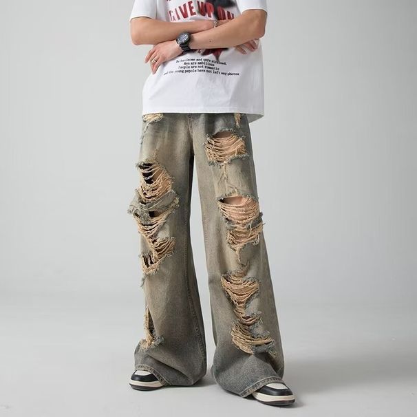 Vintage Distressed Ripped Jeans For Men & Women – Slimming Straight Leg, Retro High Street Style, Unisex Comfort Fit_mkmklike.com