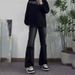 Men's Black Flared Jeans Loose Fit Straight Leg Stylish Sophisticated American High Street Trendy Trousers for Spring Summer Autumn_mkmklike.com