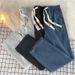 Men's Blue Washed Denim Jeans Loose Fit Wide Leg Plus Size Trendy Elastic Waistband New Autumn Style_mkmklike.com