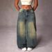 Vintage High Waist Wide Leg Jeans For Women - Retro Loose Fit Denim Pants With Washed Effect, Olive Green Straight Leg Trousers_mkmklike.com