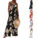 Women's printed sleeveless loose casual suspenders jumpsuits wide-leg pants women_mkmklike.com