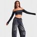 Retro Distressed Patchwork High-Waisted Drawstring Loose Slim Fit Jeans for Women 2025 European And American Style Cross Border Hot Selling_mkmklike.com