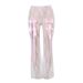 Women's Clothing high waist lace see-through bow trousers_mkmklike.com