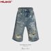 Men's Clothing Men's And Women's Spring And Summer New Ripped Shorts Men And Women's Same Style Hand Painted Graffiti Hole Seven Point Jeans_mkmklike.com