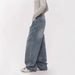 Autumn And Winter American Retro Rhinestone Jeans, Spicy Girl Style, Loose Straight-leg Jeans For Women, High Street_mkmklike.com