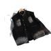 Summer American Style Ripped Denim Vest Sleeveless Tank Top Stand up Collar Cotton Workwear Jacket Trendy_mkmklike.com