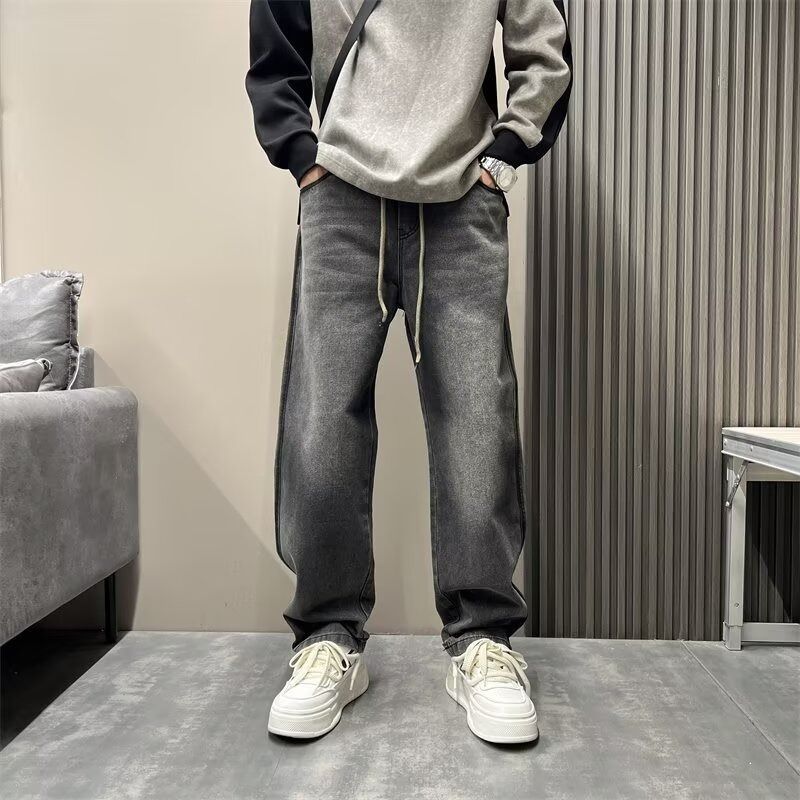 Vintage Straight-Leg Jeans - Unisex High Street Baggy Denim Pants For Men & Women Versatile Black Wash_mkmklike.com