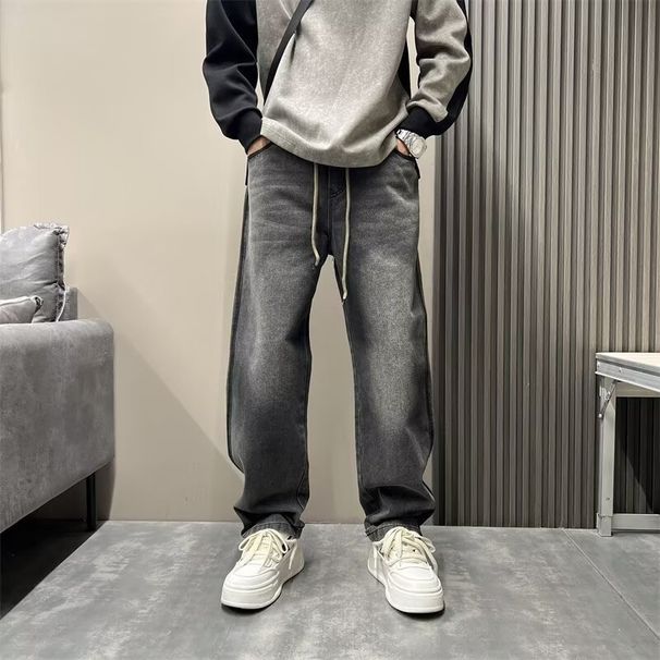 Vintage Straight-Leg Jeans - Unisex High Street Baggy Denim Pants For Men & Women Versatile Black Wash_mkmklike.com