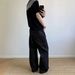 Unisex American Style Trendy Retro Raw Denim Patchwork Jeans Straight Leg Loose Fitting Wide Leg Black Trousers_mkmklike.com