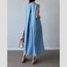 Korean Chic 2025 Summer New Style French Minimalist Temperament Design Sense Backless Denim Vest Dress For Women_mkmklike.com