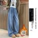 Trendy Girl Closet Fleece-Lined Jeans For Women, Autumn And Winter 2025 New High-Waisted Draped Lazy Loose Straight-Leg Slimming Petite_mkmklike.com
