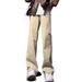 Yellow Mud Washed Jeans Men's Autumn And Winter New Cleanfit Pants American High Street Straight Scimitar Slightly Pulled Pants_mkmklike.com