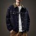 Thickened Velvet, Premium Feel, Color Blocked Washed Denim Jacket, Men's Casual Workwear Jacket_mkmklike.com