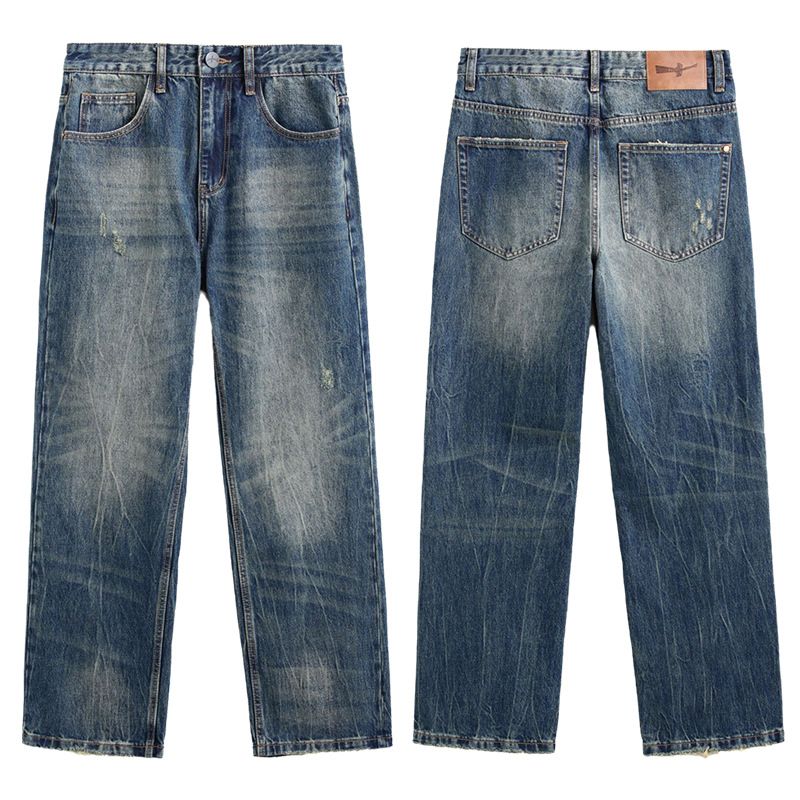 Men's Vintage Washed Flare Jeans – 100% Cotton Retro Denim With Distressed Details & Bootcut Hem For 90s Street Style_mkmklike.com