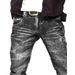 Men's Stacked Denim Jeans – Raw Hem Black Wash With Streetwear Edge (S-2xl) Black Enzyme Wash All-Day Comfort_mkmklike.com