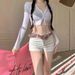 White Slim Fit Ripped Denim Shorts for Women Summer Style Sexy Hot Girl Straight Leg A-Line Bodycon Hot Pants_mkmklike.com