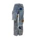 "Vintage Washed Distressed Jeans - Patchwork Loose Fit, Streetwear Denim (Light Blue, S-XXL)"_mkmklike.com