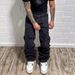 Men's Clothing Utility Cargo Jeans – Raw Hem Straight-Leg Denim Pants With Multi-Pocket Design (Vintage Washed, Streetwear & Workwear Staple)_mkmklike.com