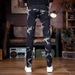 Autumn And Winter New Fashion Personalized Splashing Ink Jeans Korean Version Versatile Slim-fit Trousers Trendy Men's Popular Casual Trousers_mkmklike.com