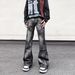 Men's Clothing High Street Hand Painted Dirty Wash Flared Jeans Men's Street Style Straight Trousers Cleanfit Pants_mkmklike.com