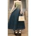 ELLE French Retro Design Gradient Denim Strap For Women Summer New Elegant Slim Waist Long Dress_mkmklike.com