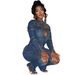 CM9528 Women's Western Style Stretch Casual Denim Suit European American Fashion Washed Burnished Finish Two-piece Outfit_mkmklike.com