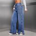High Waisted Loose Fitting Straight Leg Jeans For Women Button Design Relaxed Everyday Wear Comfortable Feshion_mkmklike.com