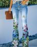 Women's plus size women's casual pants wide-leg pants art flower pattern pants_mkmklike.com