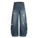 American Style Washed Distressed Scimitar Jeans For Men Loose Wide-Leg Cool Deconstructed Pleated Curved Long Pants_mkmklike.com