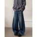 American Retro Cleanfit Cat Whisker Scimitar Jeans Men's And Women's High Street Loose Design Straight Wide-leg Trousers_mkmklike.com