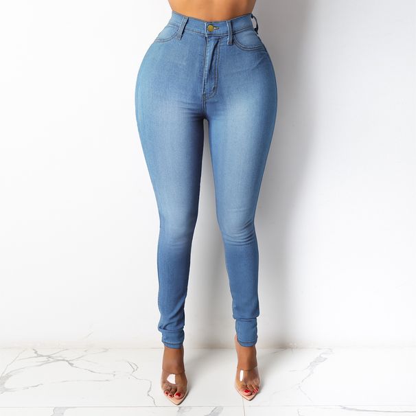 Women's Clothing Slim High Waist Slim Fit Denim Small Pencil Foot Pants_mkmklike.com