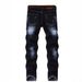 Men's Clothing Men's Slim Fit Stretch Denim Jeans - Distressed Black Blue Washed Straight Leg Casual Pants For Youth (Sizes 30-40)_mkmklike.com