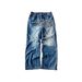 Men's Vintage Washed Denim Jeans - Retro Letter Print Relaxed Fit Straight Leg Pants For Streetwear & Casual_mkmklike.com