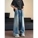 Men's American Retro Washed Cat Whisker Button Wide Leg Jeans Loose Fit Casual Versatile Spring Summer Perfect for Couples_mkmklike.com