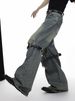 Niche Retro Old High Waist Three-dimensional Splicing Design American High Street Trendy Brand Micro-pull Jeans Men_mkmklike.com