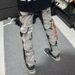 Splatter Paint Distressed Skinny Jeans - High Street Slim Fit Ripped Denim Pants For Men (Black, S-3XL)_mkmklike.com