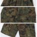 Unisex High Street Loose Straight Leg Capri Pants American Retro Washed Military Green Camouflage Ripped Jeans_mkmklike.com