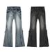 Edgy Straight-Leg Jeans For Women – Vintage Washed Denim, Mid-Rise, No Stretch (S-L, Black/Blue)_mkmklike.com