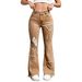 Women's Light And Dark Blue Denim Jeans, Versatile Flared Cut, Fashionable And Casual Heart Shape, Ripped Flared Jeans, Stretchy._mkmklike.com